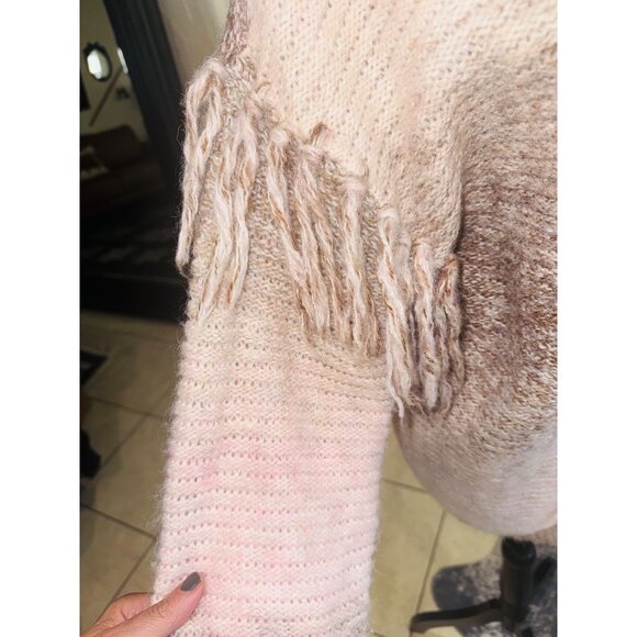 Frye & Co Soft Blush Ombre Fringe Open Cardigan Sweater Coastal Cowgirl Western - Picture 6 of 10